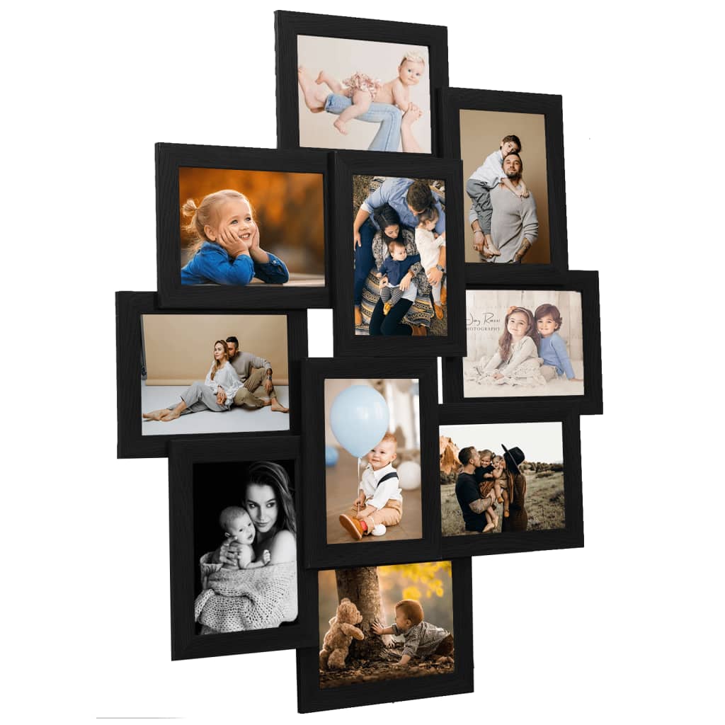 Collage Bilderrahmen für 10x(13x18 cm) Fotos Schwarz MDF Collage Bilderrahmen für 10x(13x18 cm) Fotos Schwarz MDF