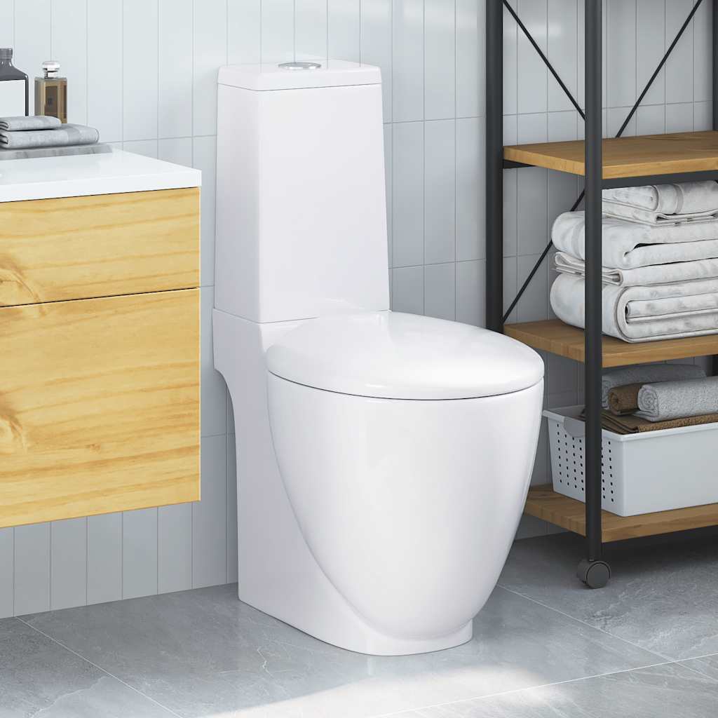WC Keramik-Toilette Badezimmer Rund Senkrechter Abgang Weiß