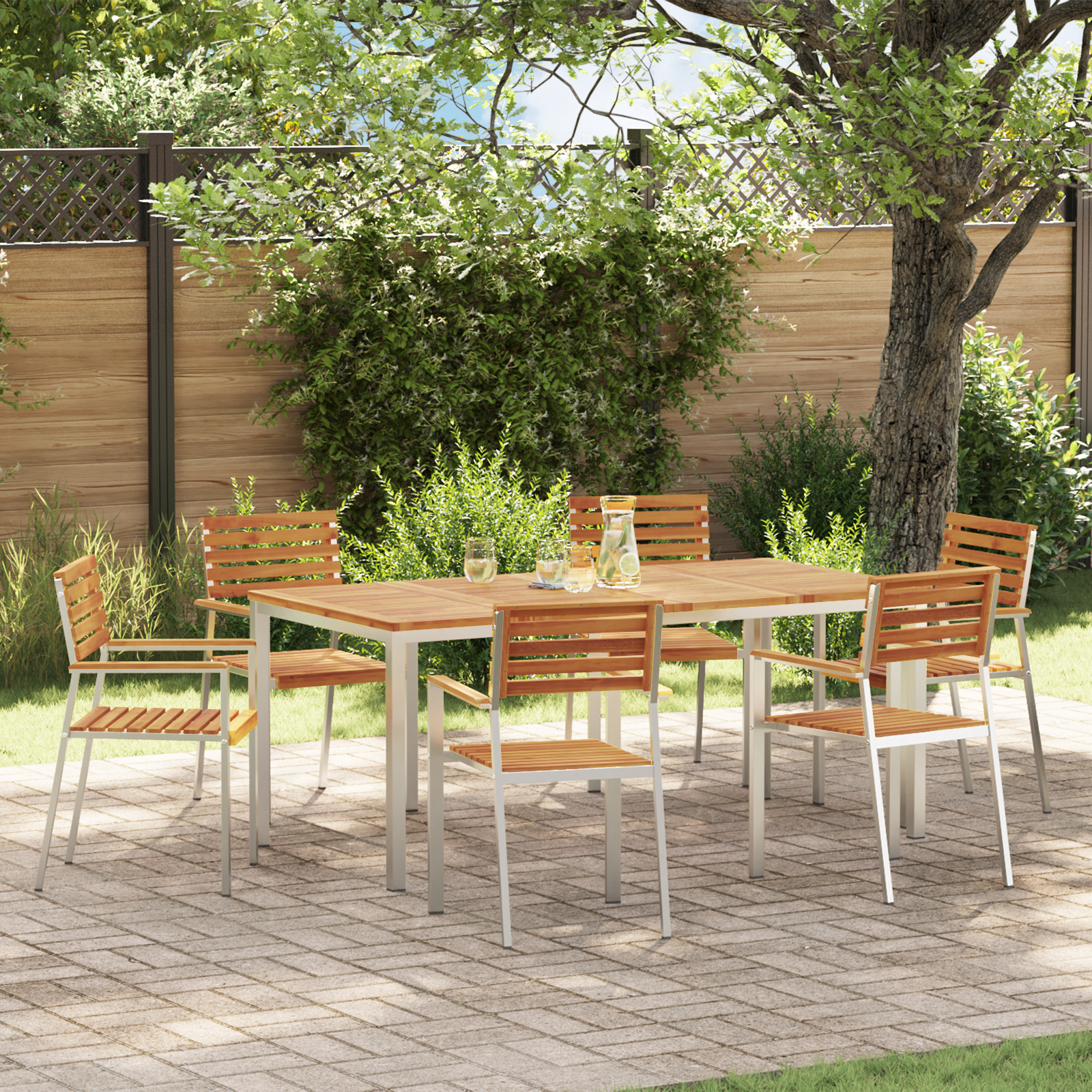 7-teiliges Garten Dining Set Massivholz Akazie 7-teiliges Garten Dining Set Massivholz Akazie
