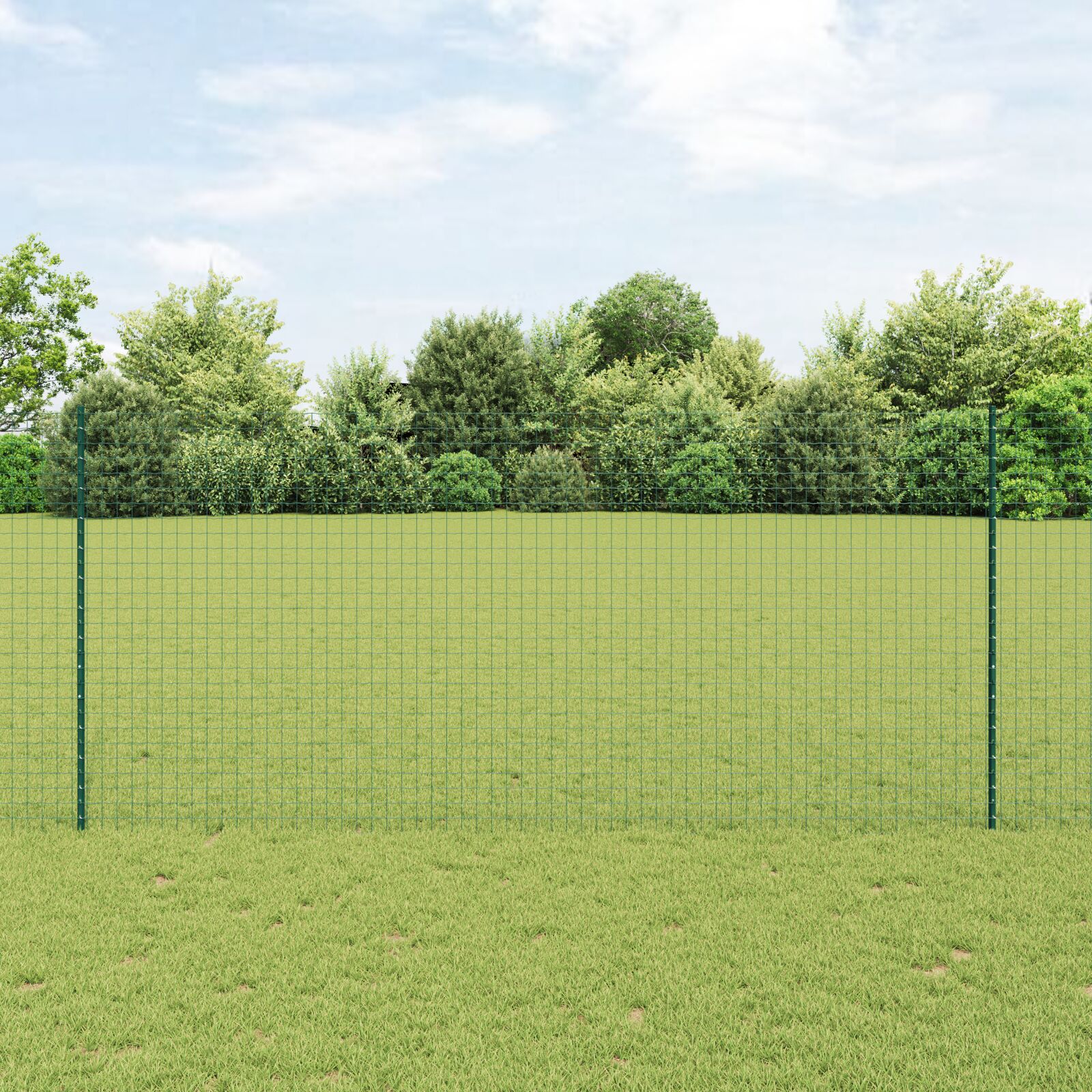 Euro Zaun mit 5 U-Posten Grün 1,4x10 m Stahl