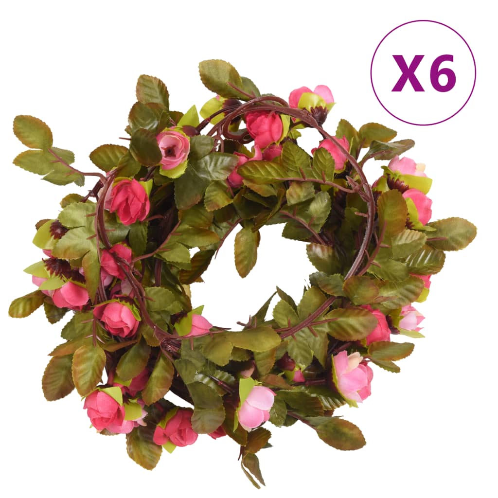 Künstliche Blumengirlanden 6 Stk. Rose 215 cm Künstliche Blumengirlanden 6 Stk. Rose 215 cm