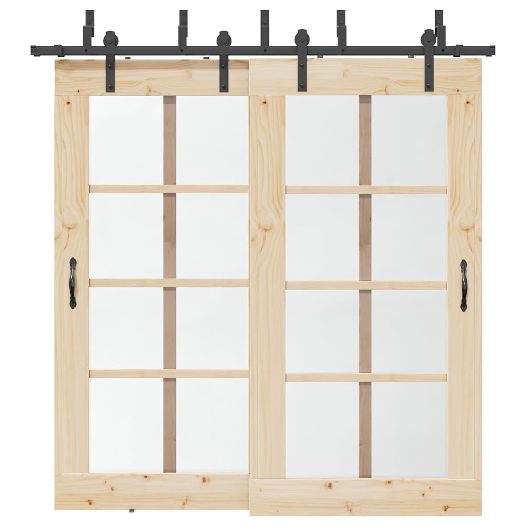 Schiebetürbeschlag-Set 213,5 cm Stahl Schwarz Schiebetürbeschlag-Set 213,5 cm Stahl Schwarz