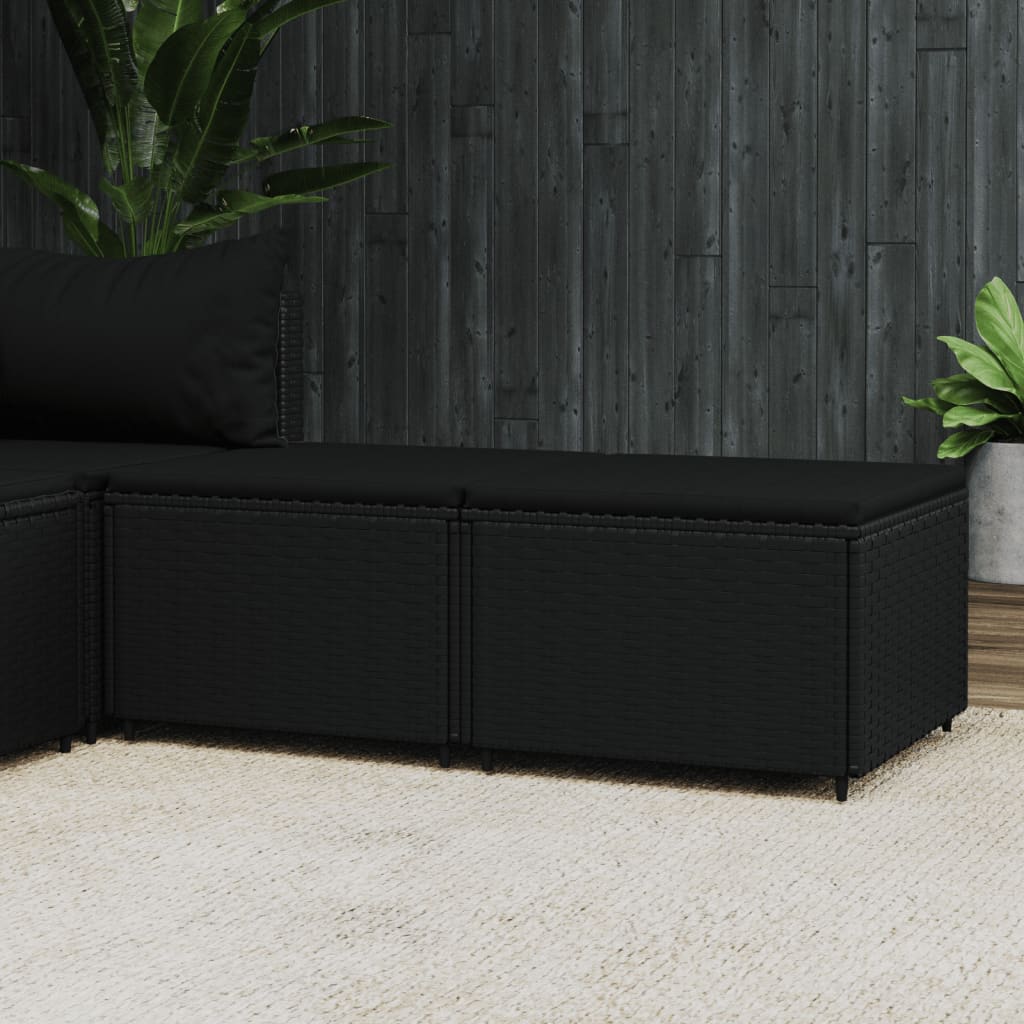 Gartenhocker mit Kissen 2 Stk. Schwarz Poly Rattan Gartenhocker mit Kissen 2 Stk. Schwarz Poly Rattan