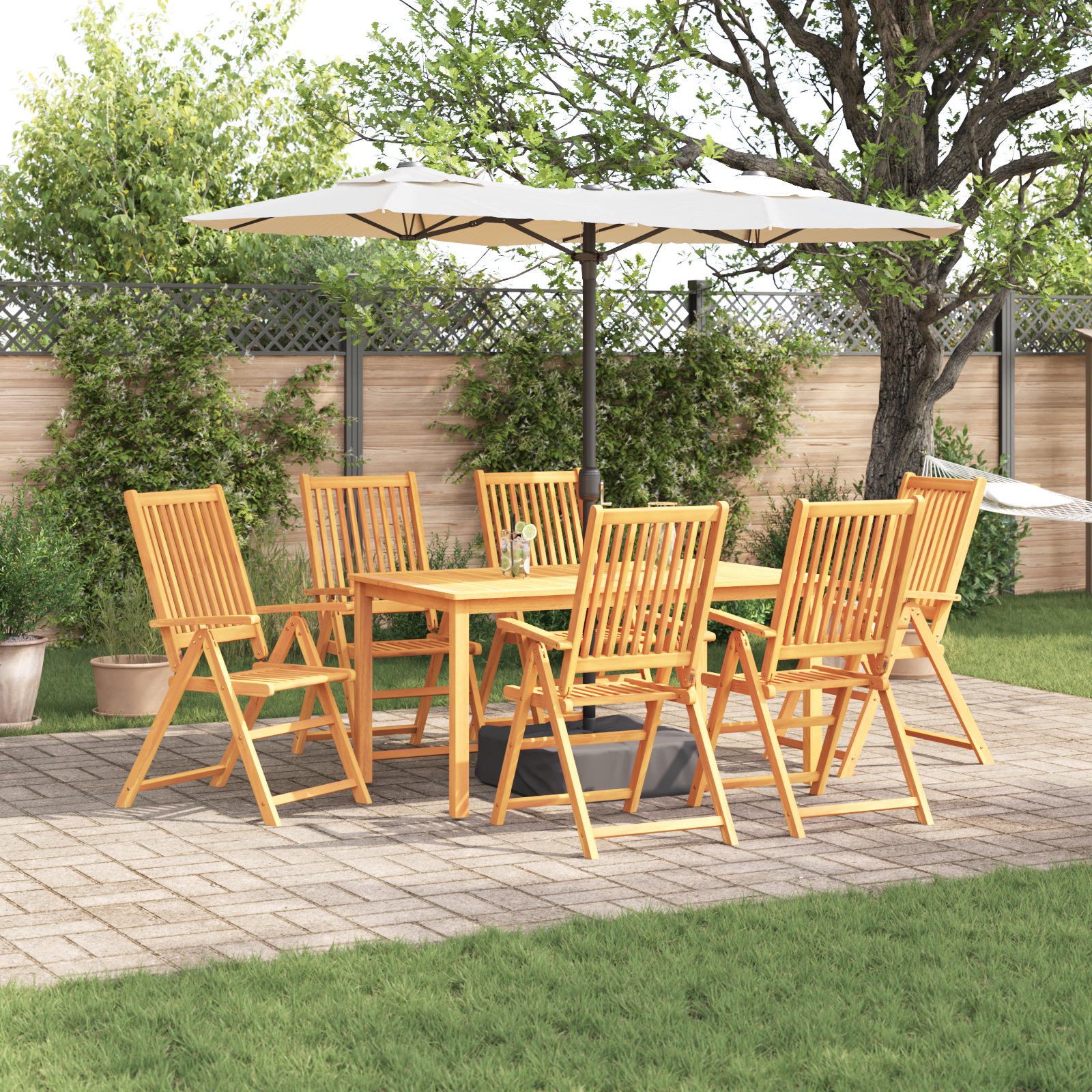 3-teiliges Garten-Esszimmer Set aus massivem Akazienholz, klappbar 3-teiliges Garten-Esszimmer Set aus massivem Akazienholz, klappbar