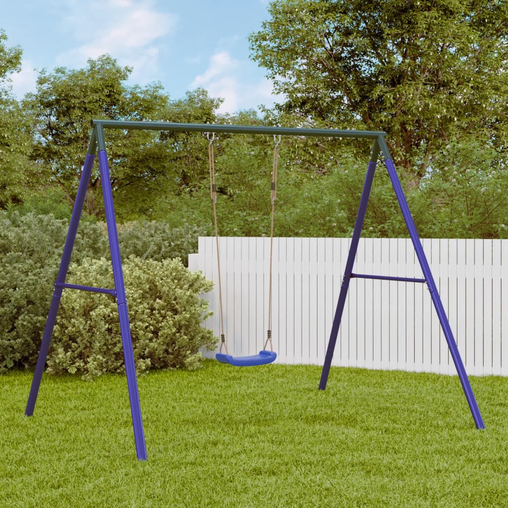 Schaukelgestell mit 2 Haken Blau Stahl Schaukelgestell mit 2 Haken Blau Stahl