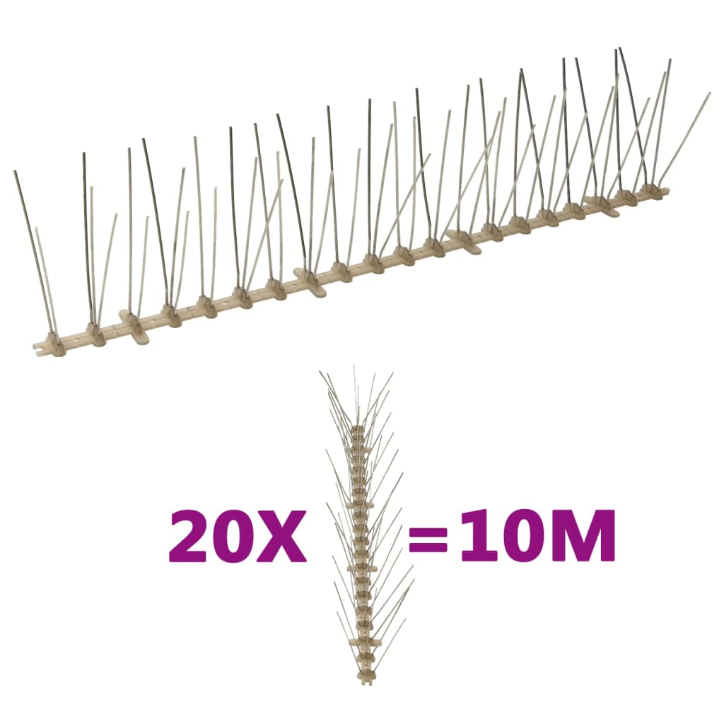 vidaXL 20-tlg. Vogelabwehr-Spikes-Set 10 m Kunststoff 5-reihig vidaXL 20-tlg. Vogelabwehr-Spikes-Set 10 m Kunststoff 5-reihig