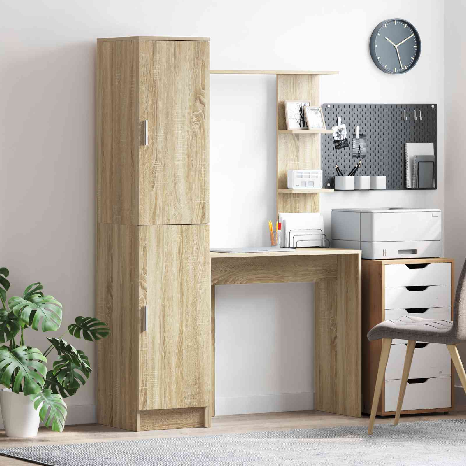 Schreibtisch mit Stauraum Sonoma Eiche Spanholz Schreibtisch mit Stauraum Sonoma Eiche Spanholz
