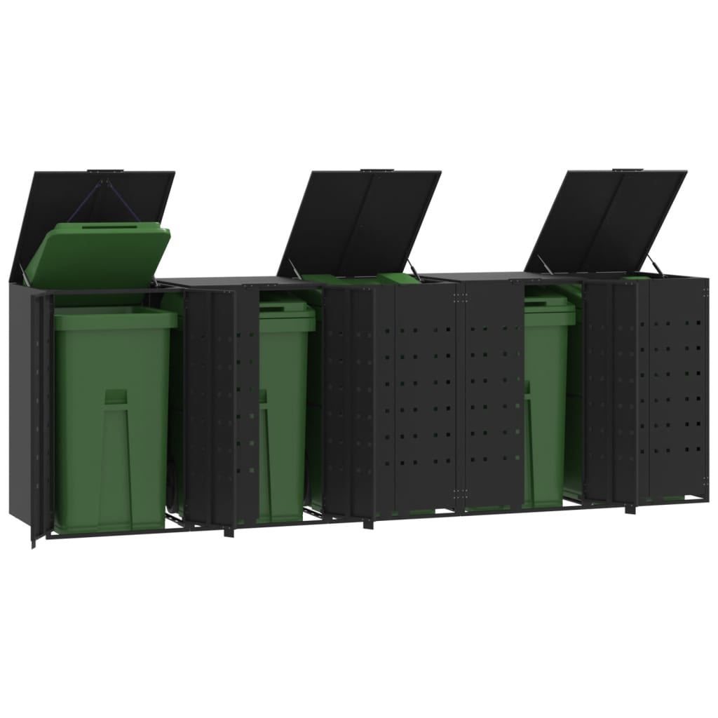 Mülltonnenbox für 5 Tonnen Schwarz 345x79x117 cm Stahl Mülltonnenbox für 5 Tonnen Schwarz 345x79x117 cm Stahl
