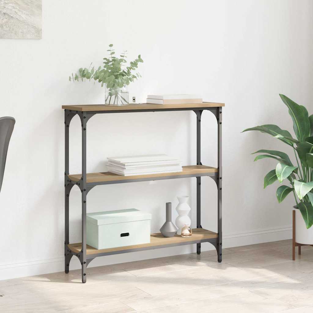 Konsolentisch mit Regal Eiche handwerklich 75 x 22,5 x 75 cm