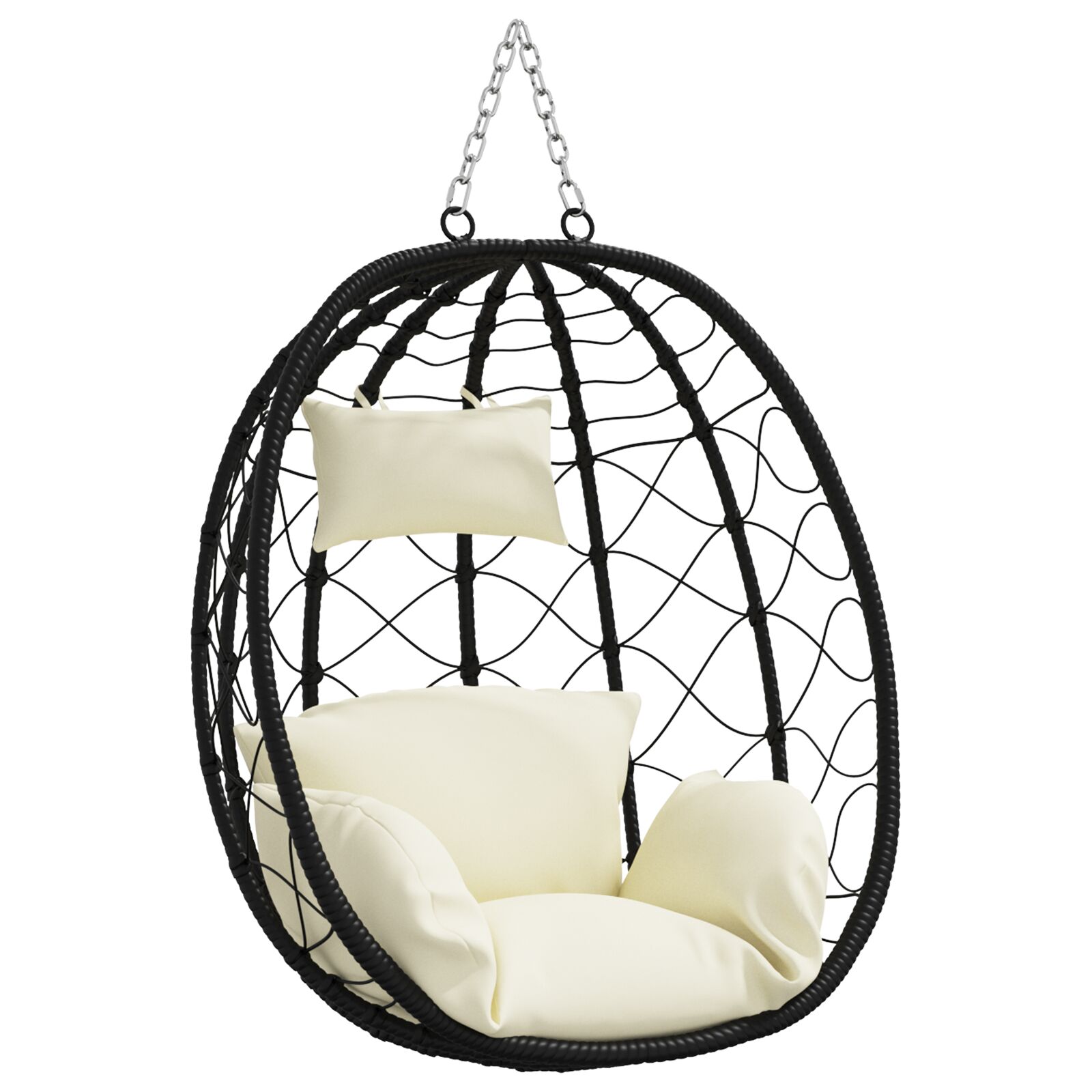 Hängestuhl Basket ohne Stand Creme-Weiß Poly Rattan Hängestuhl Basket ohne Stand Creme-Weiß Poly Rattan