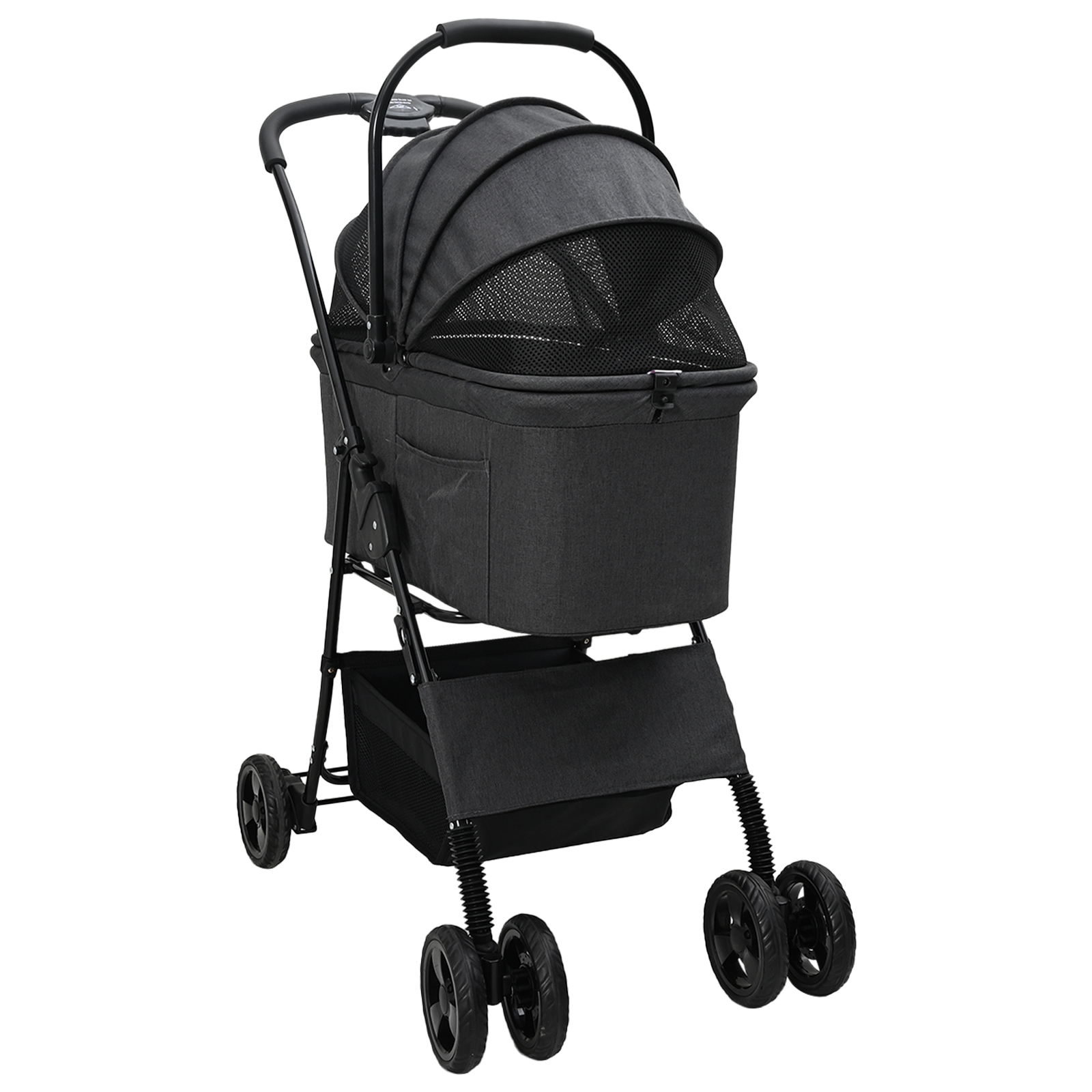 Faltbarer Haustierwagen Schwarz 81 x 47 x 99 cm Oxford Stoff Faltbarer Haustierwagen Schwarz 81 x 47 x 99 cm Oxford Stoff