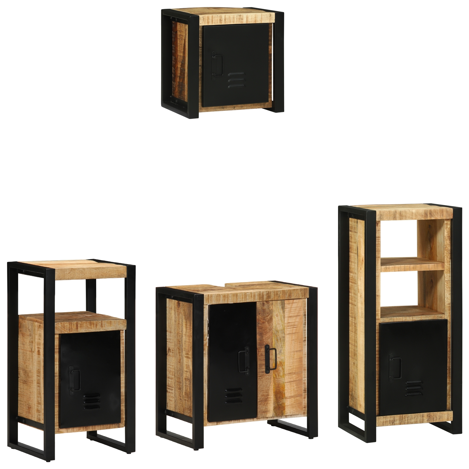 Badezimmermöbel Set mit Regal 4 pcs Braun Massives Mango-Holz Badezimmermöbel Set mit Regal 4 pcs Braun Massives Mango-Holz