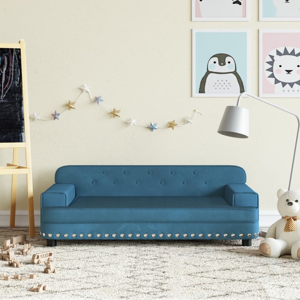 Kindersofa Blau 90x53x30 cm Samt Kindersofa Blau 90x53x30 cm Samt