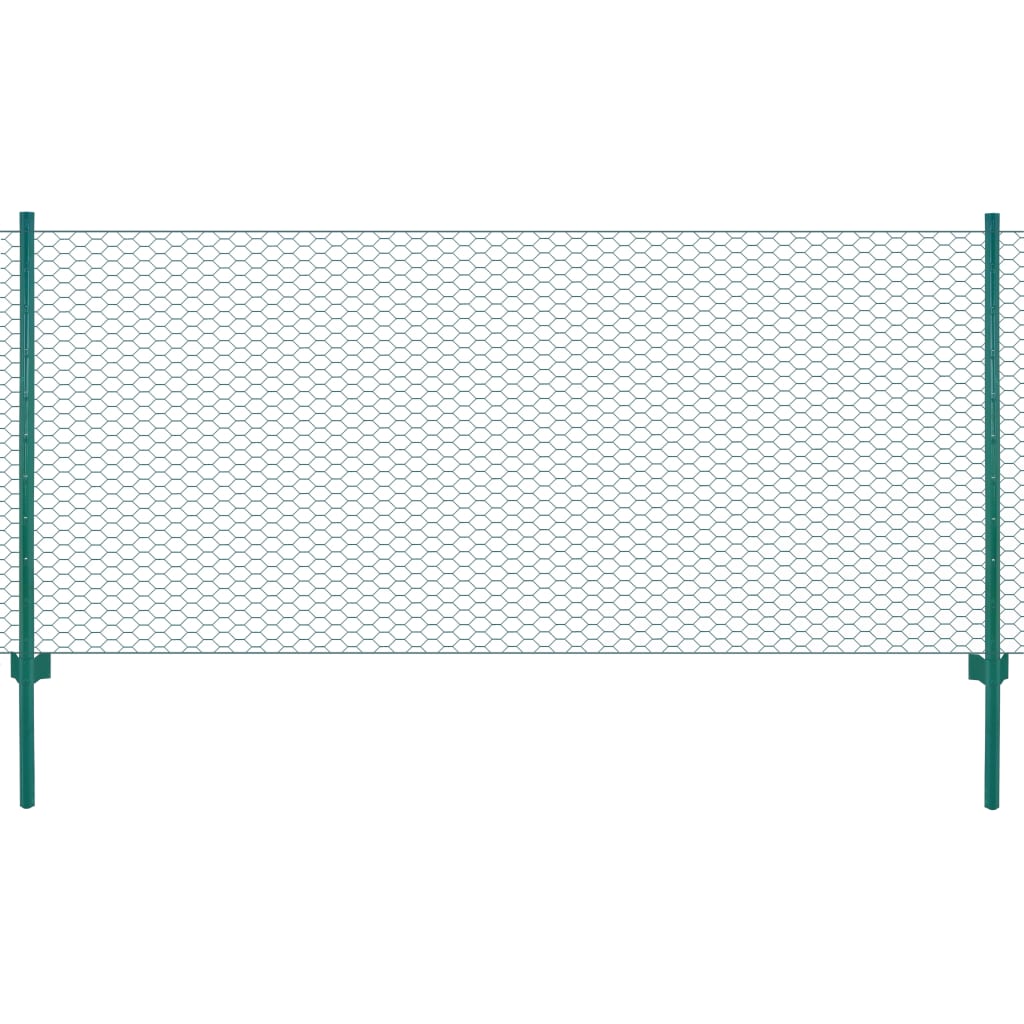 Maschendrahtzaun mit Pfosten Stahl 25 x 0,5 m Grün Maschendrahtzaun mit Pfosten Stahl 25 x 0,5 m Grün