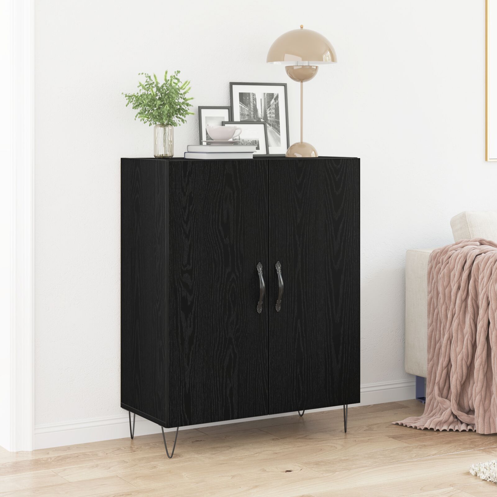 vidaXL Sideboard Schwarze Eiche 69,5x34x90 cm Werkstoff
