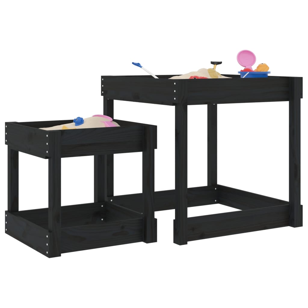 Sand-Spieltische 2 Stk. Schwarz Massivholz Kiefer Sand-Spieltische 2 Stk. Schwarz Massivholz Kiefer