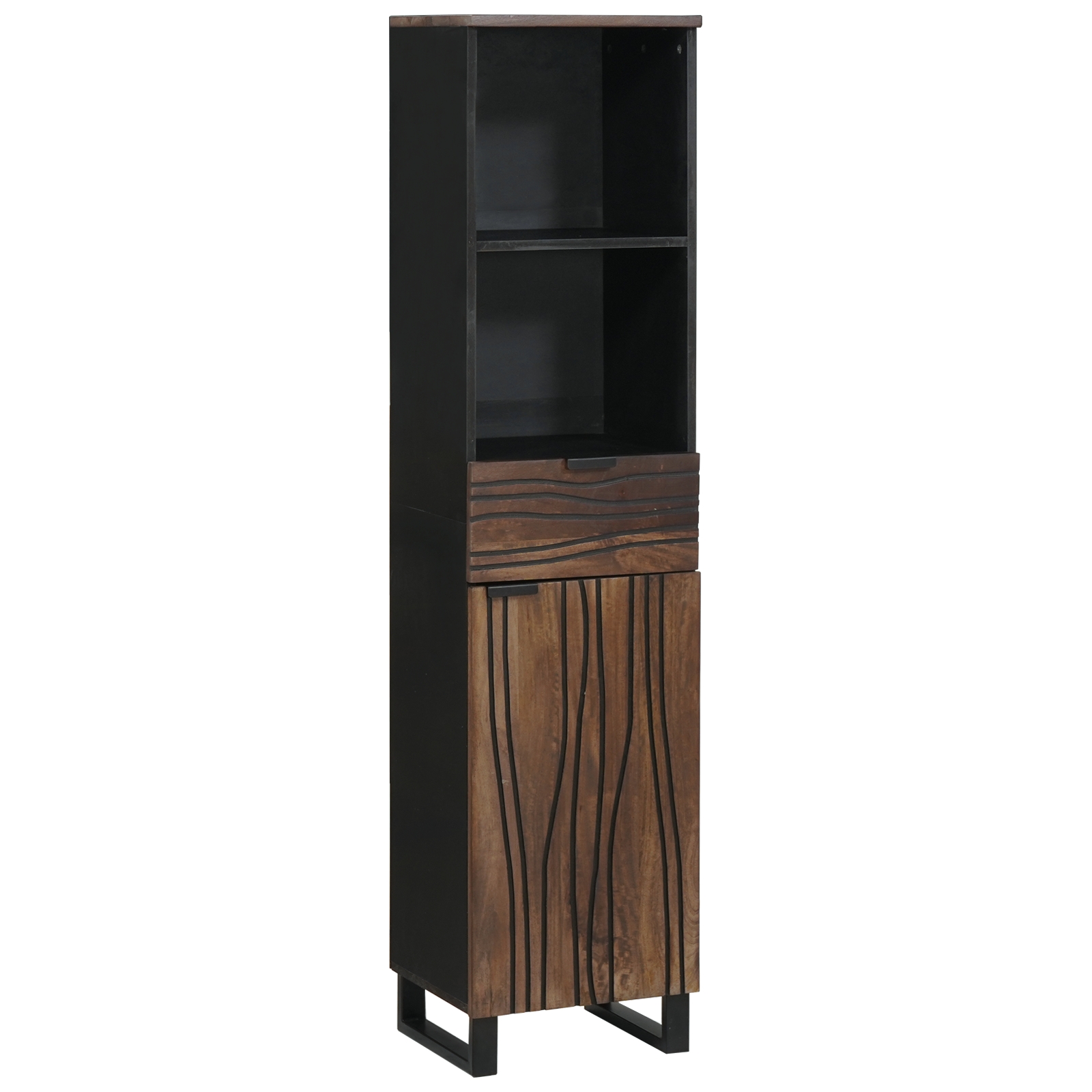 Badezimmermöbel-Sets mit Schubladen mit Regal Gestreift mit Speicher mit Tür Braun 38 x 33 x 160 cm