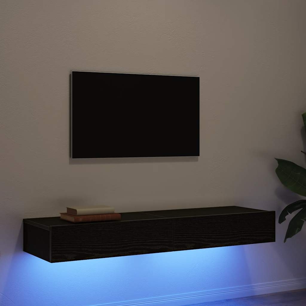 TV-Schränke mit LED-Leuchten 2 Stk. Schwarze Eiche 60x35x15,5 cm TV-Schränke mit LED-Leuchten 2 Stk. Schwarze Eiche 60x35x15,5 cm