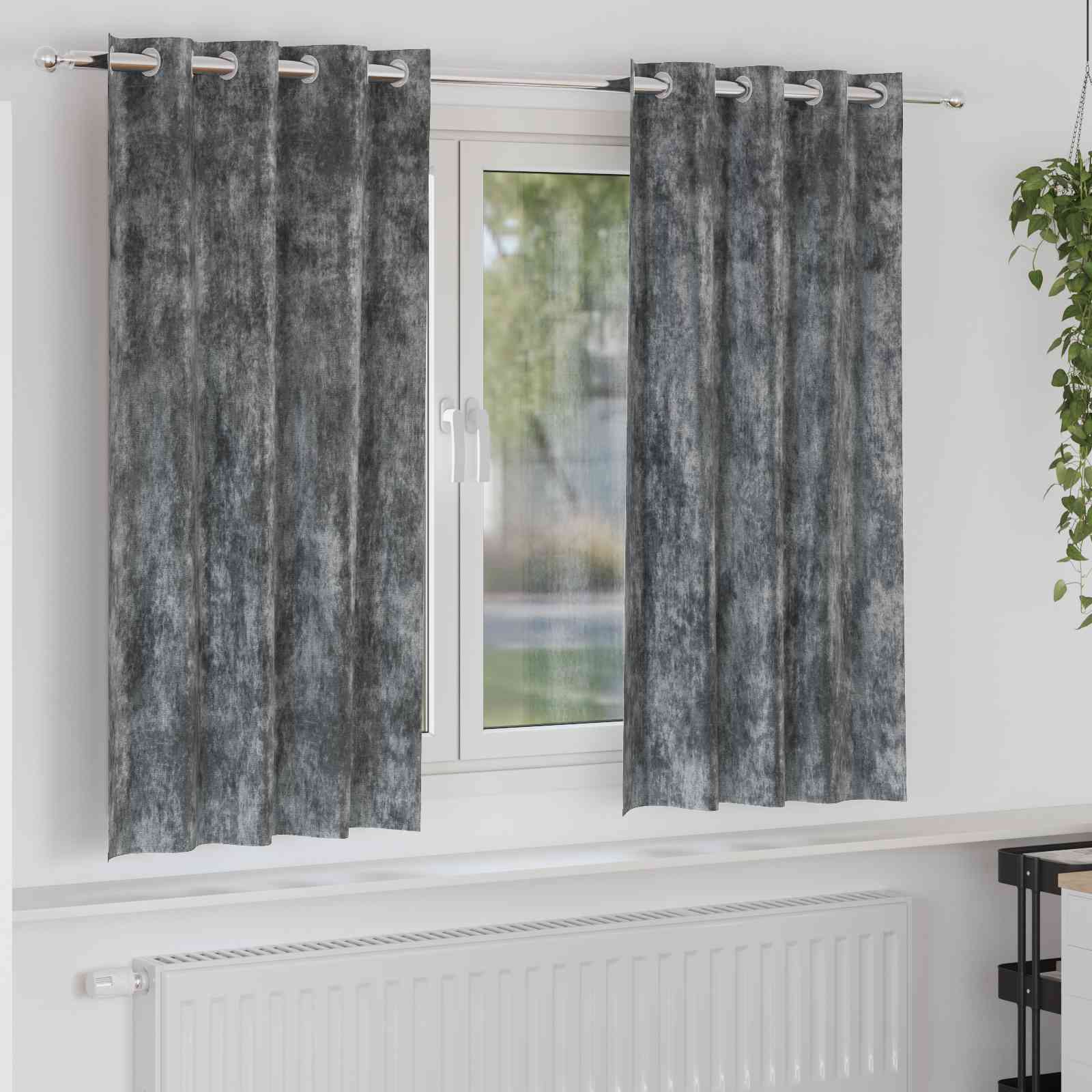 Samtvorhänge 2 Stk. mit Ösen Grau 175x140 cm Samtvorhänge 2 Stk. mit Ösen Grau 175x140 cm