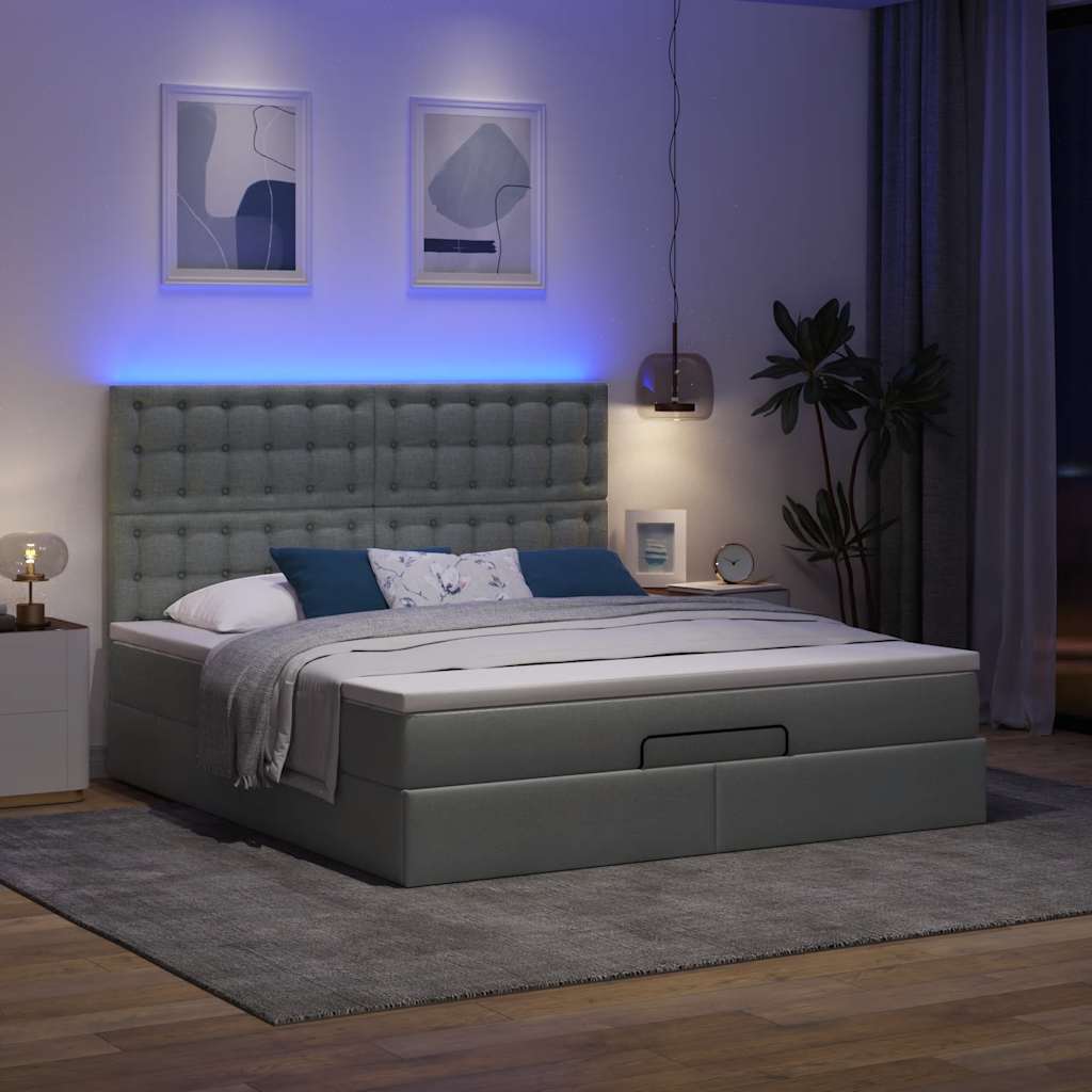 Ottoman-Bett mit Matratze Dunkelgrau 160x200 cm Stoff Ottoman-Bett mit Matratze Dunkelgrau 160x200 cm Stoff