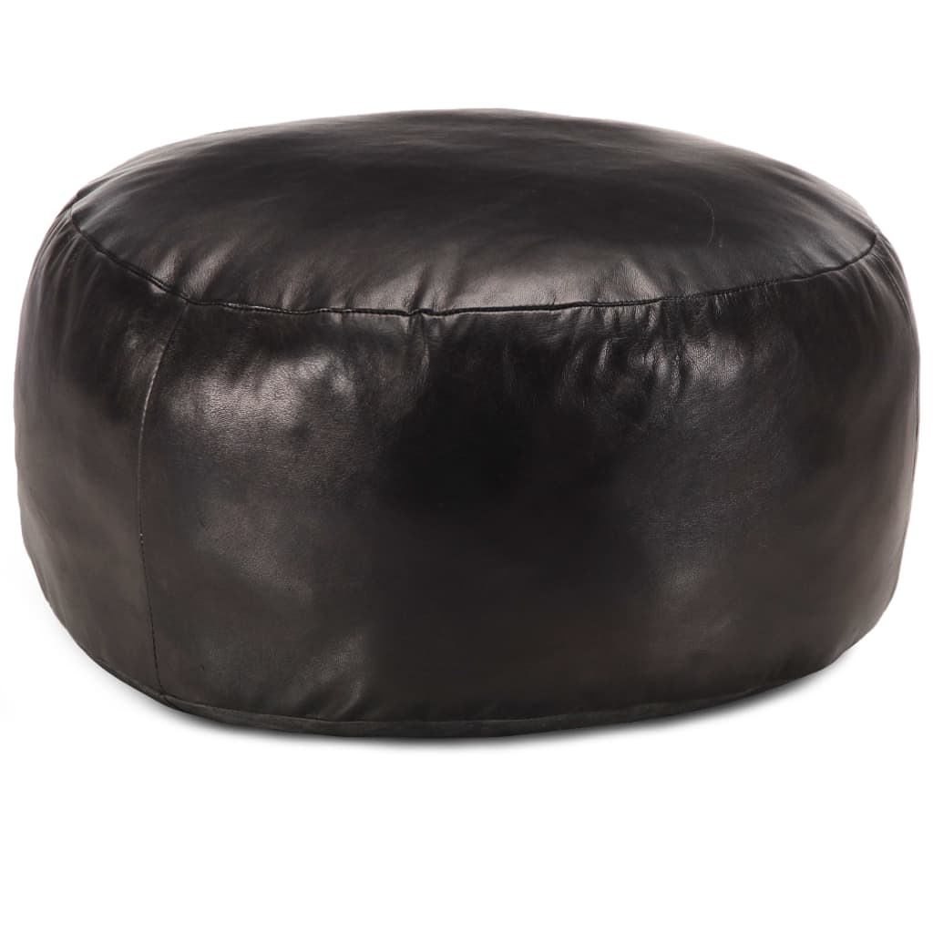 Pouf Schwarz 60 x 30 cm Echtes Ziegenleder Pouf Schwarz 60 x 30 cm Echtes Ziegenleder