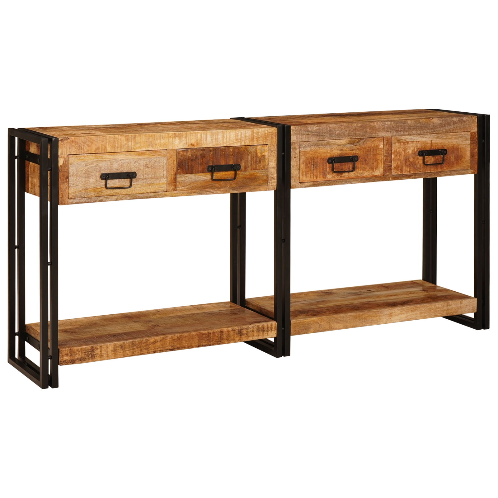 Konsolen-Tische 2 pcs Braun Massives, grobes Mangoholz Konsolen-Tische 2 pcs Braun Massives, grobes Mangoholz