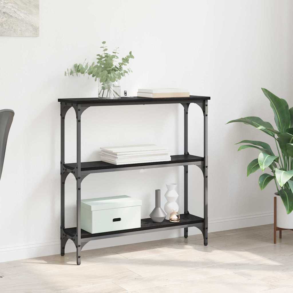 Konsolentisch mit Regal Schwarze Eiche 75 x 22,5 x 75 cm