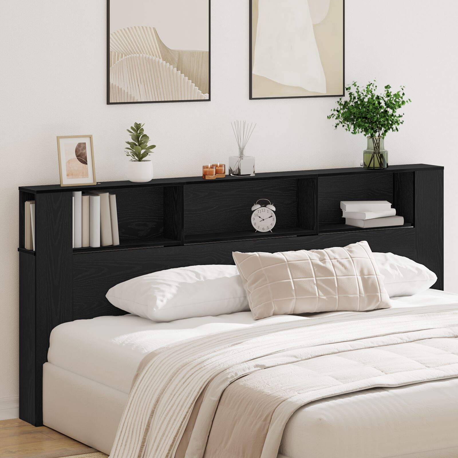 vidaXL Kopfteilschrank Schwarze Eiche 220x18,5x104,5 cm vidaXL Kopfteilschrank Schwarze Eiche 220x18,5x104,5 cm