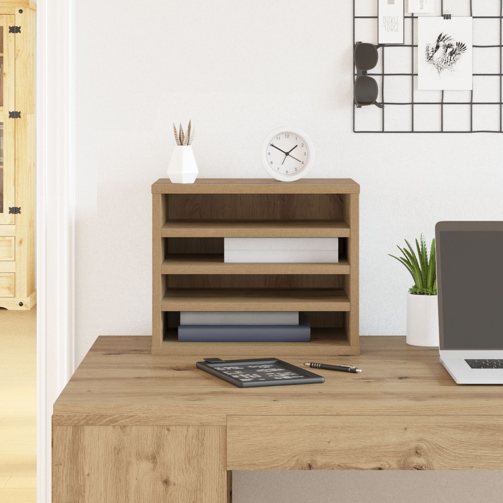 Schreibtisch Organizer Eichenoptik 36x26x29.5 cm Holzwerkstoff Schreibtisch Organizer Eichenoptik 36x26x29.5 cm Holzwerkstoff