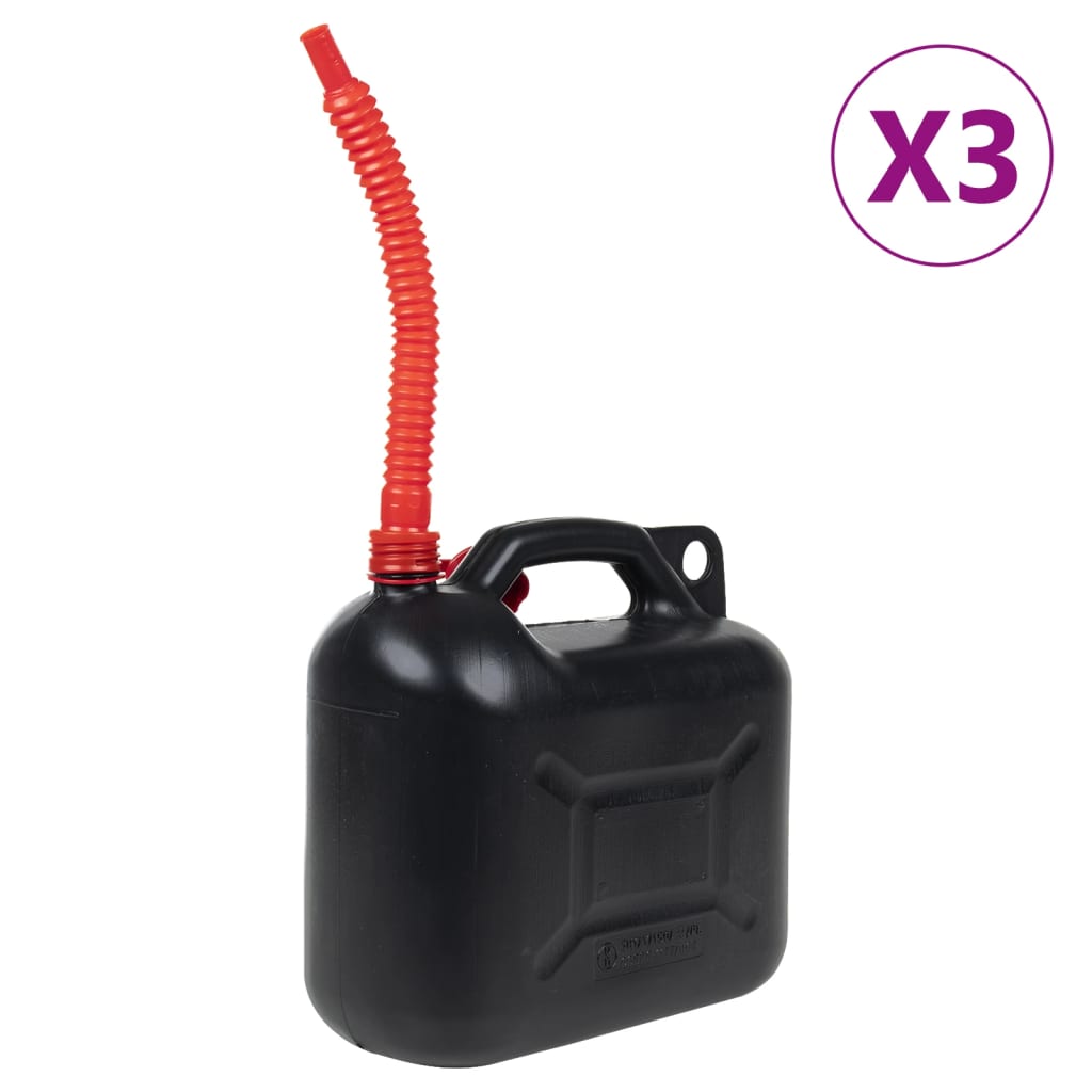 Benzinkanister mit Flexiblem Ausgießer 3 Stk. Schwarz 10 L Benzinkanister mit Flexiblem Ausgießer 3 Stk. Schwarz 10 L