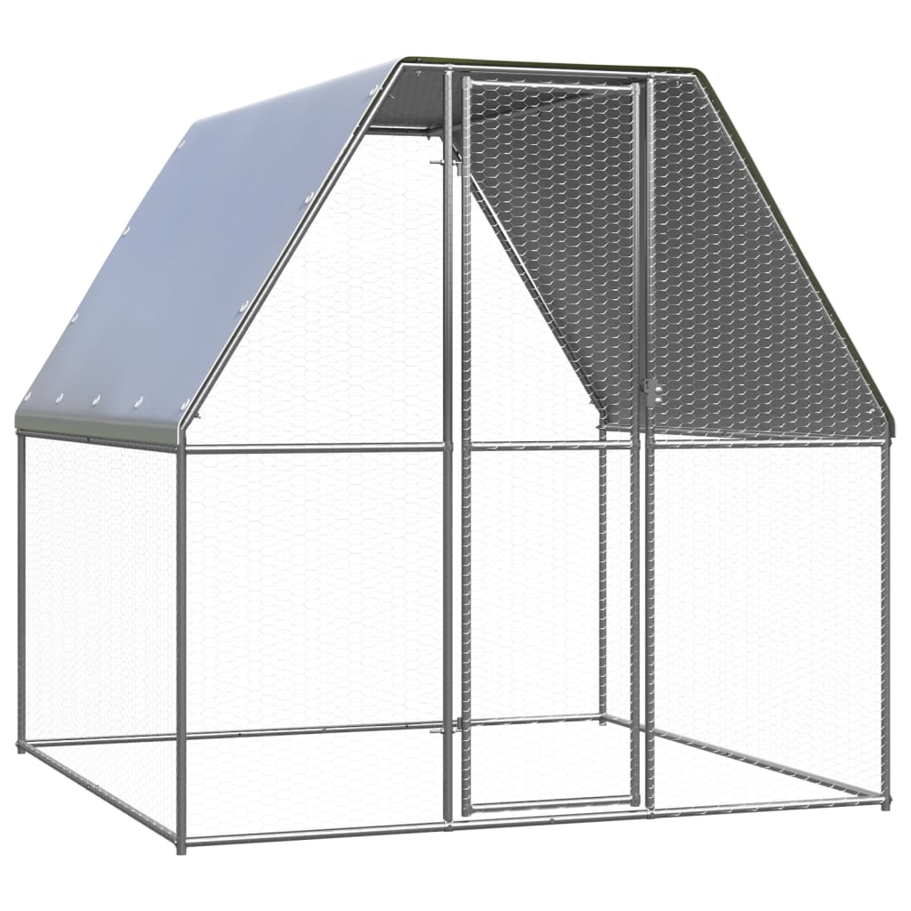 Hühnerkäfig Silbern und Grau 2x2x2 m Verzinkter Stahl Hühnerkäfig Silbern und Grau 2x2x2 m Verzinkter Stahl