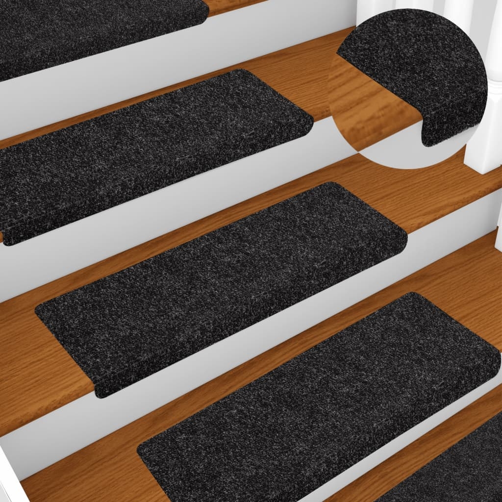 Treppenmatten 10 Stk. Schwarz 65x21x4 cm Nadelvlies Treppenmatten 10 Stk. Schwarz 65x21x4 cm Nadelvlies