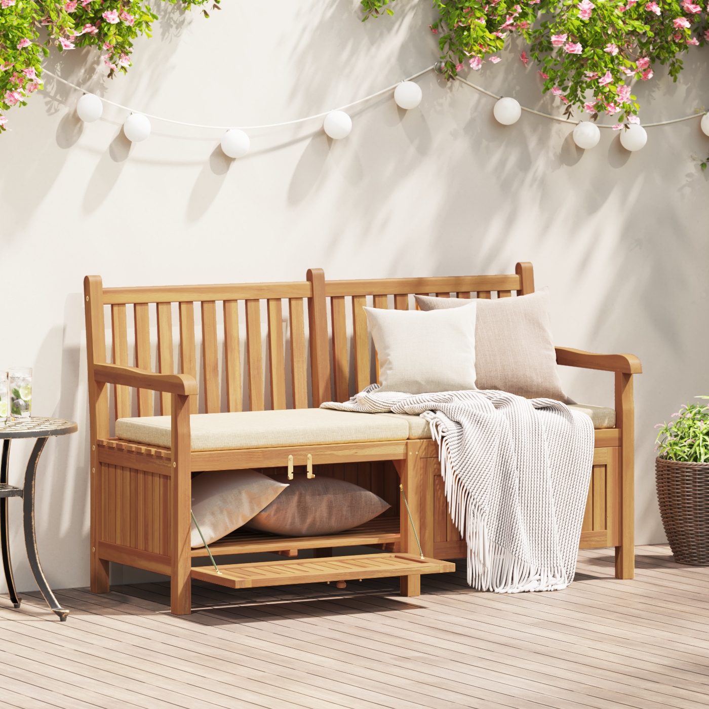 Gartenaufbewahrungsbank Braun 150 x 60 x 90 cm Teak-Massivholz Gartenaufbewahrungsbank Braun 150 x 60 x 90 cm Teak-Massivholz