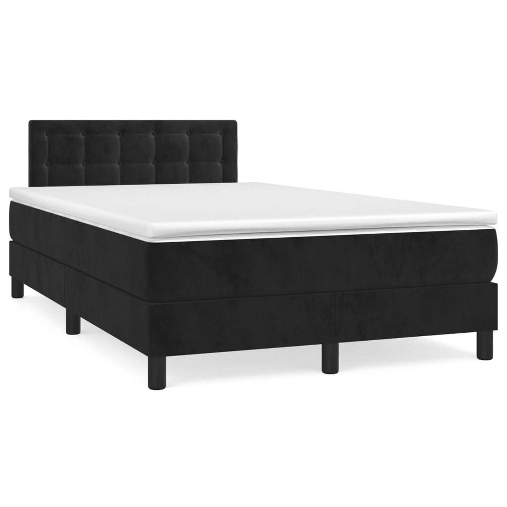 Boxspringbett mit Matratze & LED Schwarz 120x190 cm Samt Boxspringbett mit Matratze & LED Schwarz 120x190 cm Samt